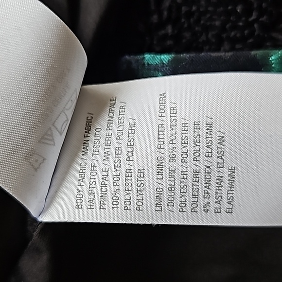 Dennis by Dennis Basso Shiny Green & Navy Floral Blazer 3/4 Sleeve 16 - Picture 11 of 12